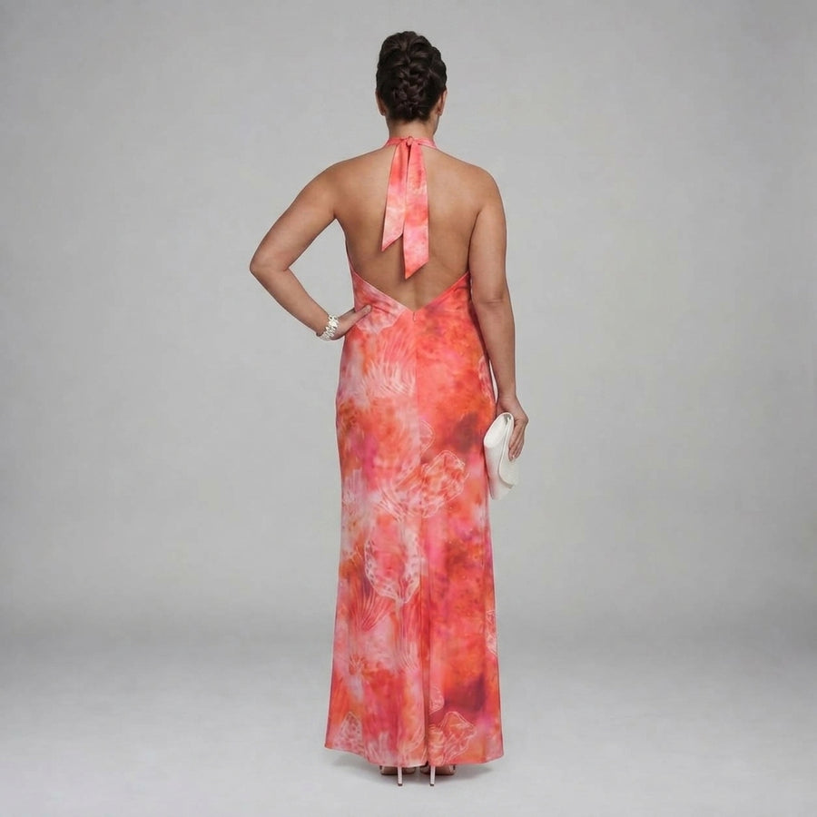 Coraline| Halter Neck Printed Maxi Dress