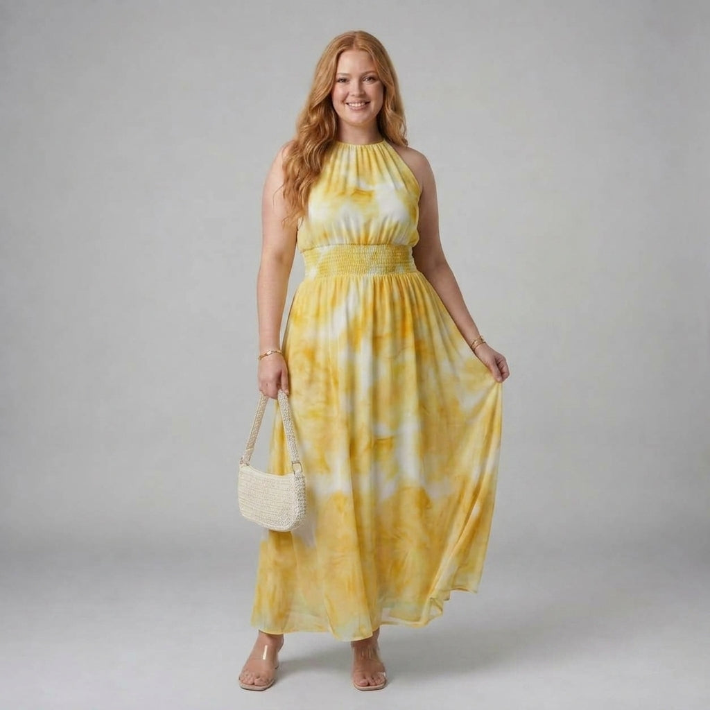 Sylin | Gathered Halter Midi Dress