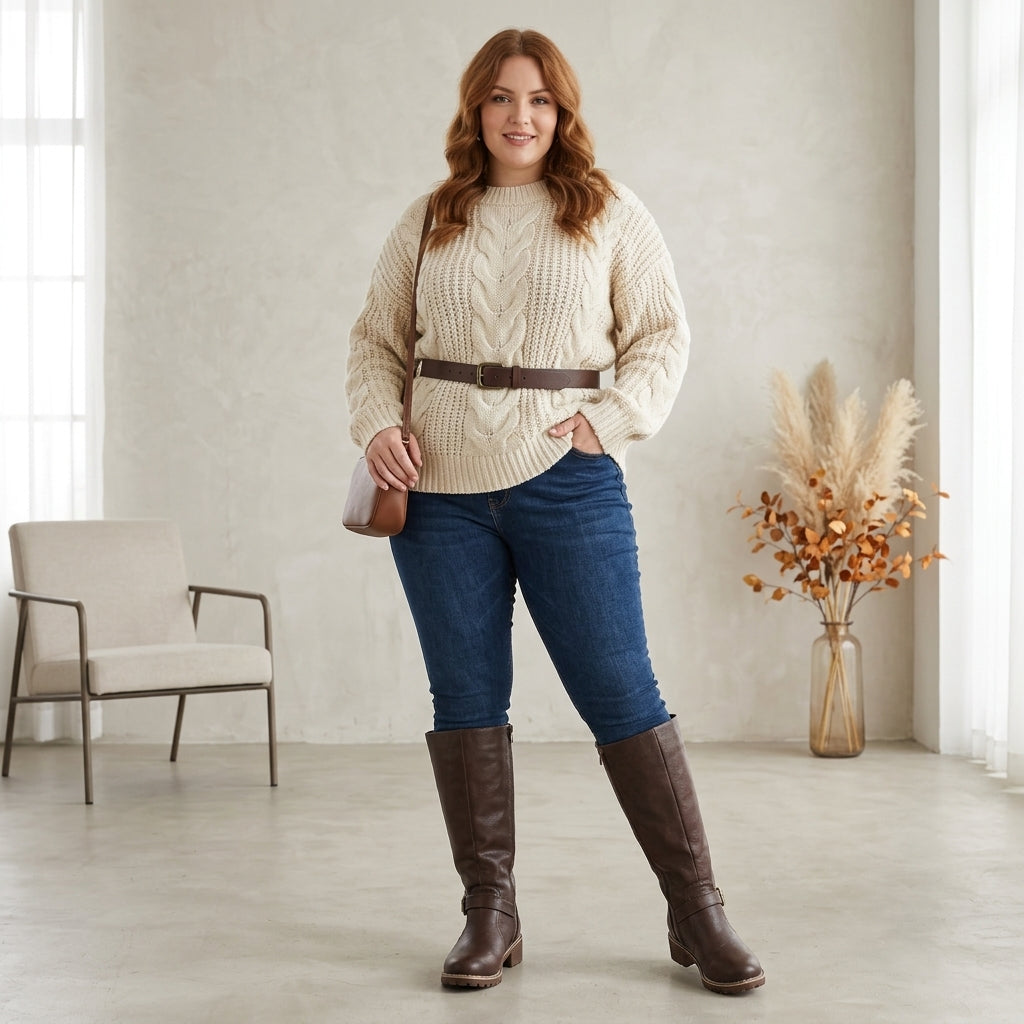 Jasmine | Faux Leather Knee-High Riding Boots