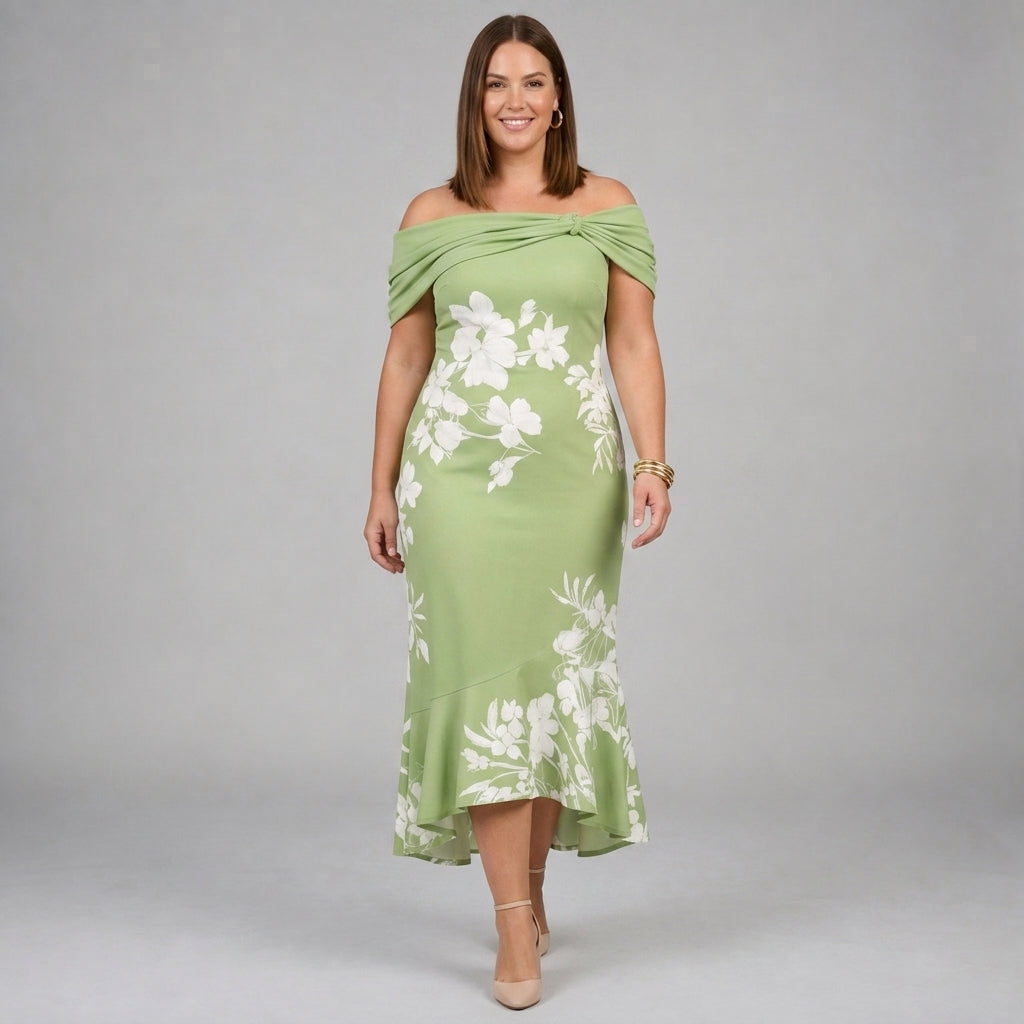 Loretta Floral Off-Shoulder Midi Dress