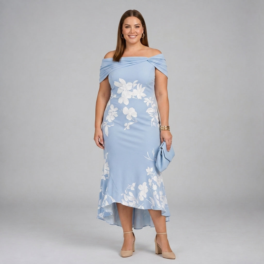 Loretta Floral Off-Shoulder Midi Dress