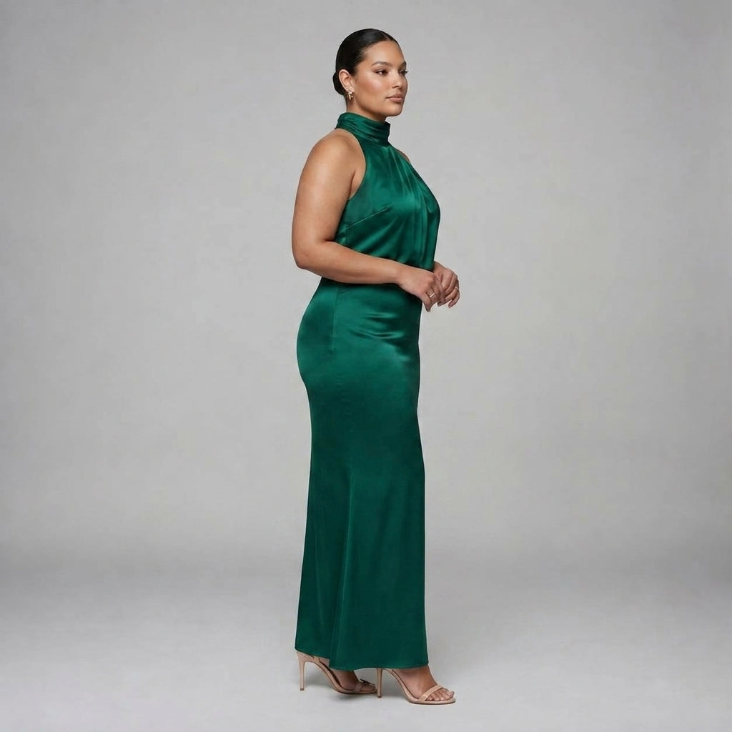 Nopal | Sleeveless Draped Neck Midi Dress