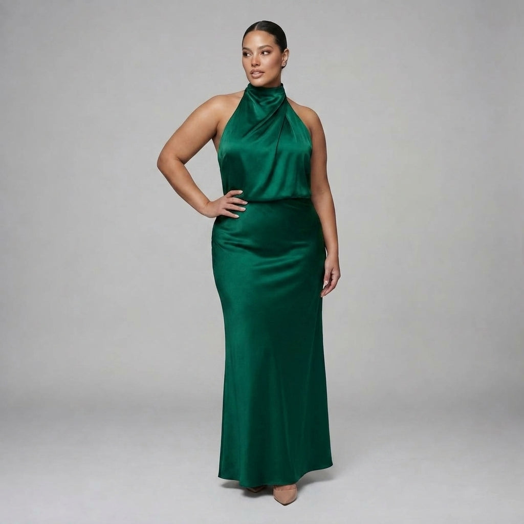 Nopal | Sleeveless Draped Neck Midi Dress
