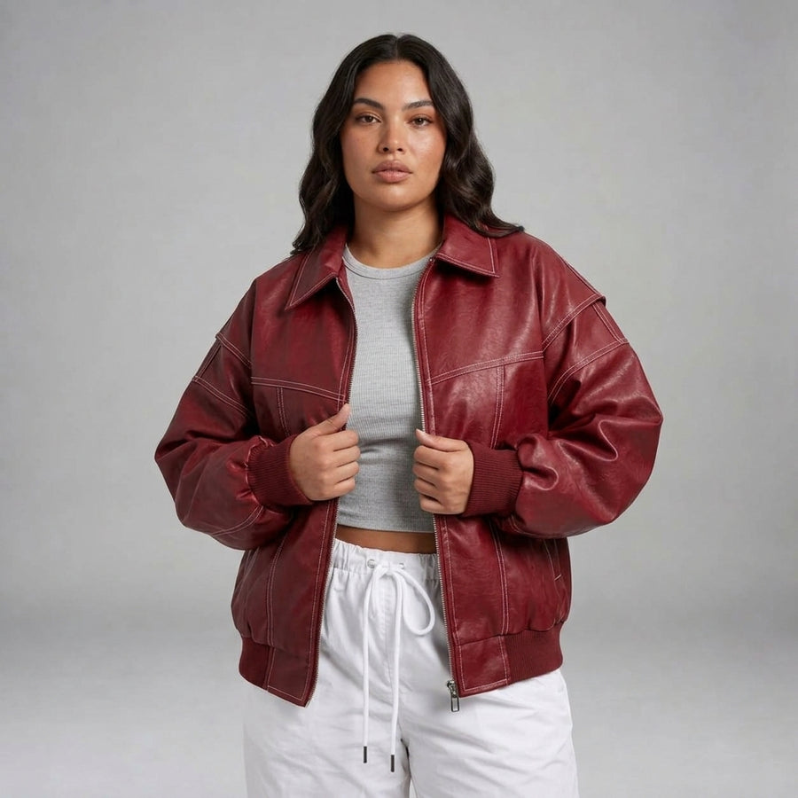 Avery | Oversized Leather Jacket