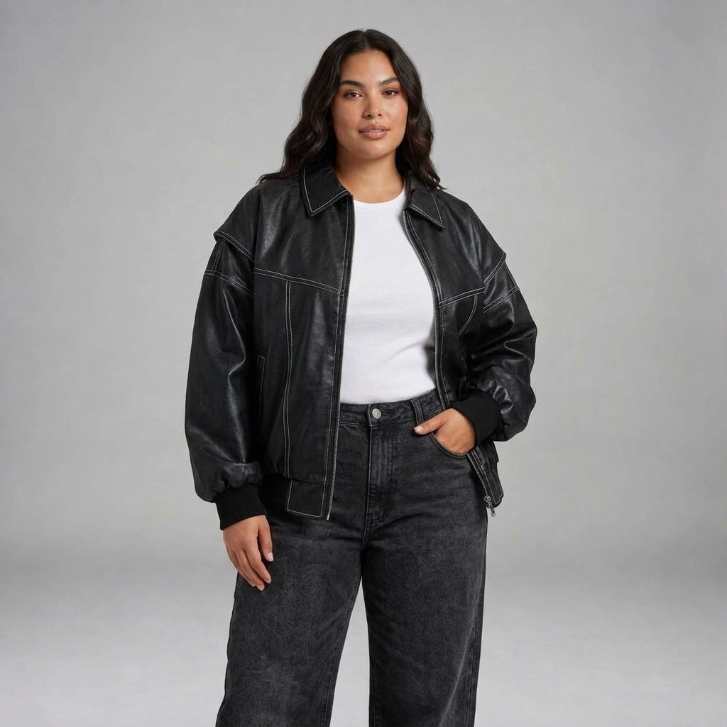 Avery | Oversized Leather Jacket