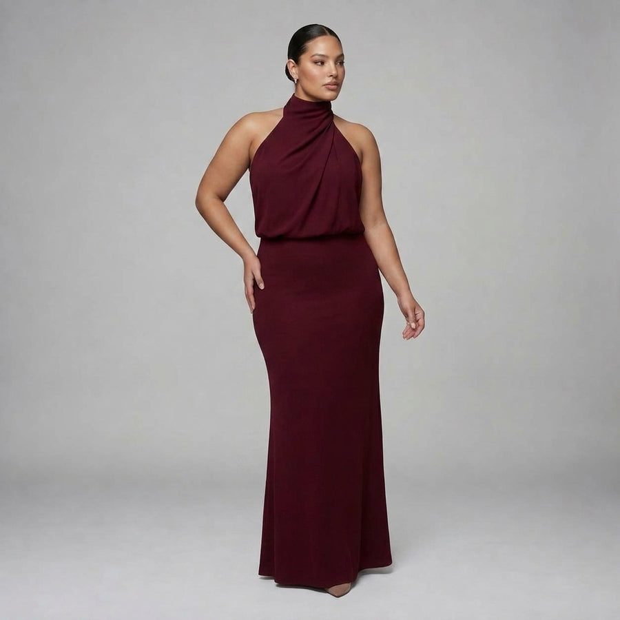 Nopal | Sleeveless Draped Neck Midi Dress