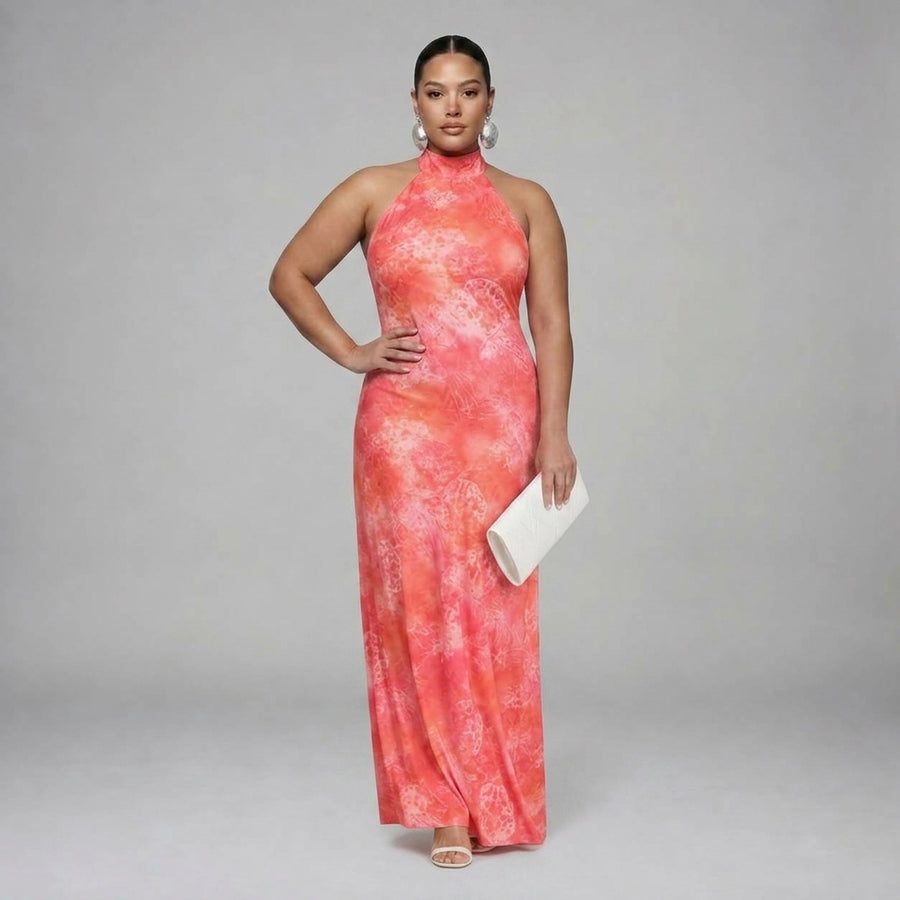 Coraline| Halter Neck Printed Maxi Dress