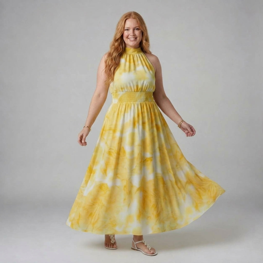Sylin | Gathered Halter Midi Dress
