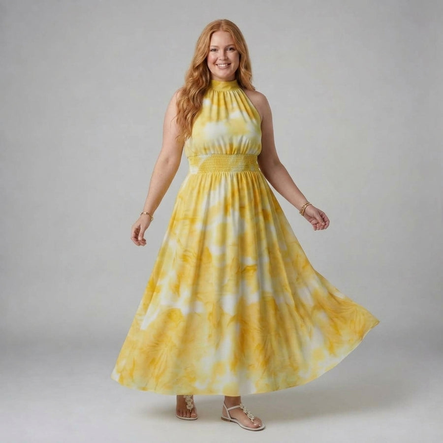 Sylin | Gathered Halter Midi Dress