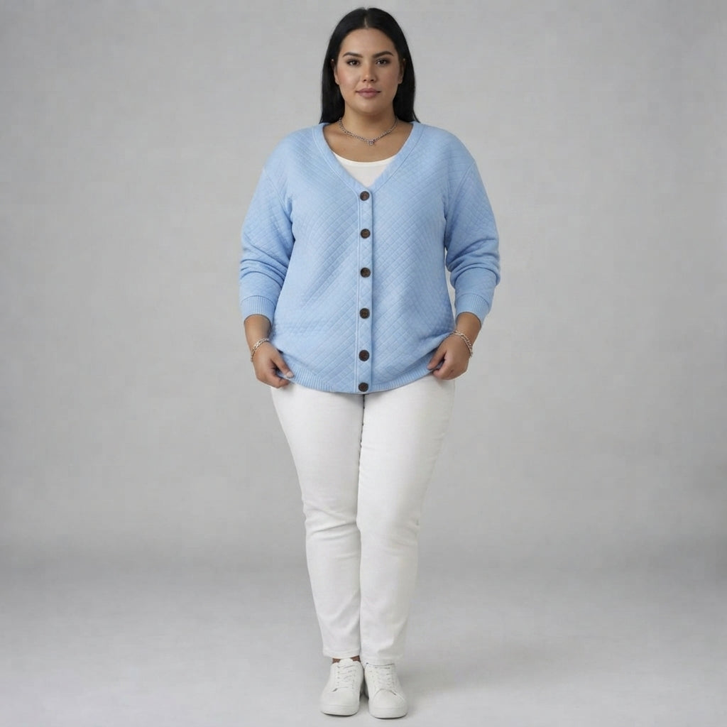 Laverne | Quilted Button Front Cardigan