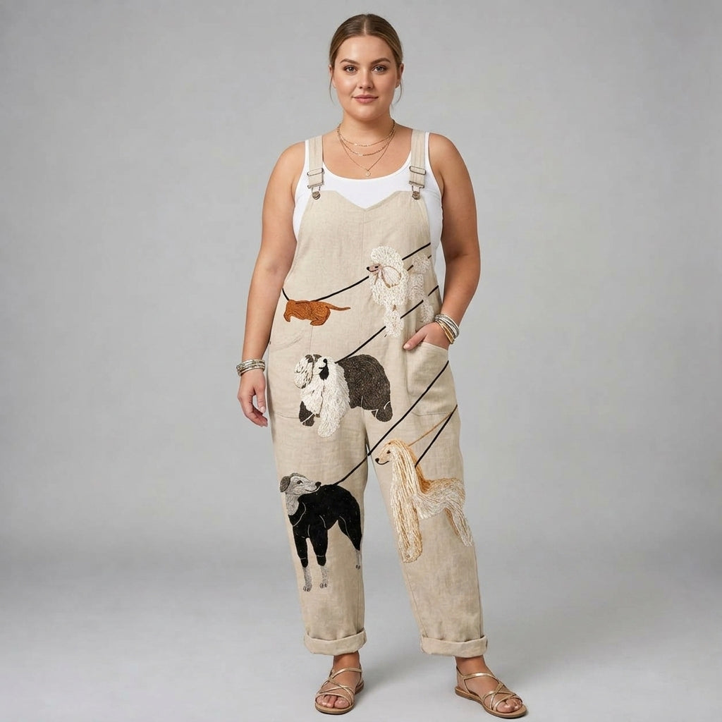 Seraphine | Elegant Dog Print Overalls