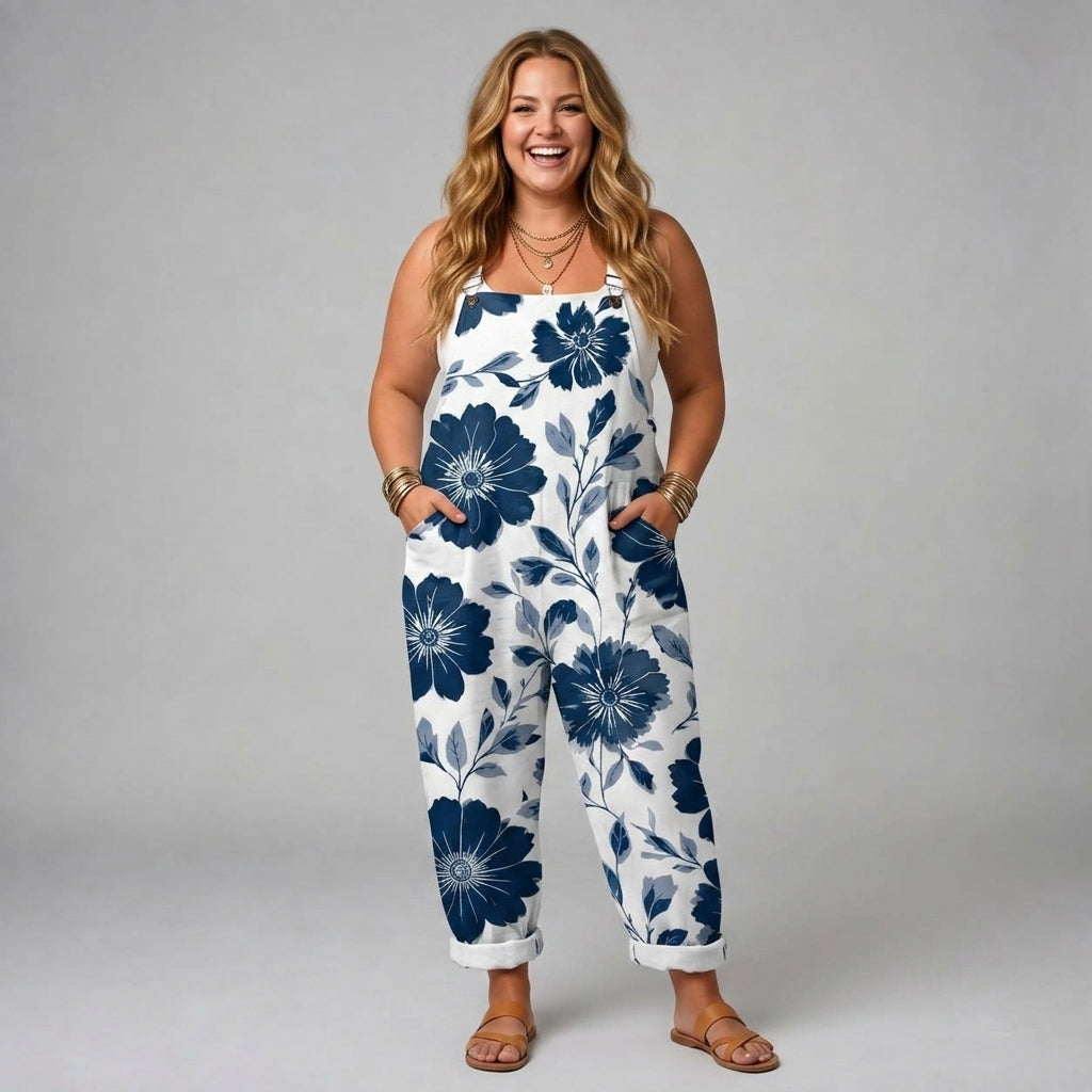 Brielle | Indigo Flower Overalls