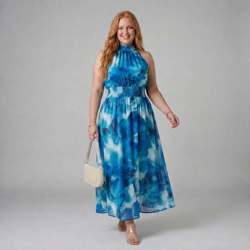 Sylin | Gathered Halter Midi Dress