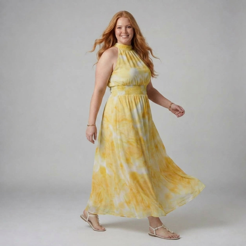 Sylin | Gathered Halter Midi Dress