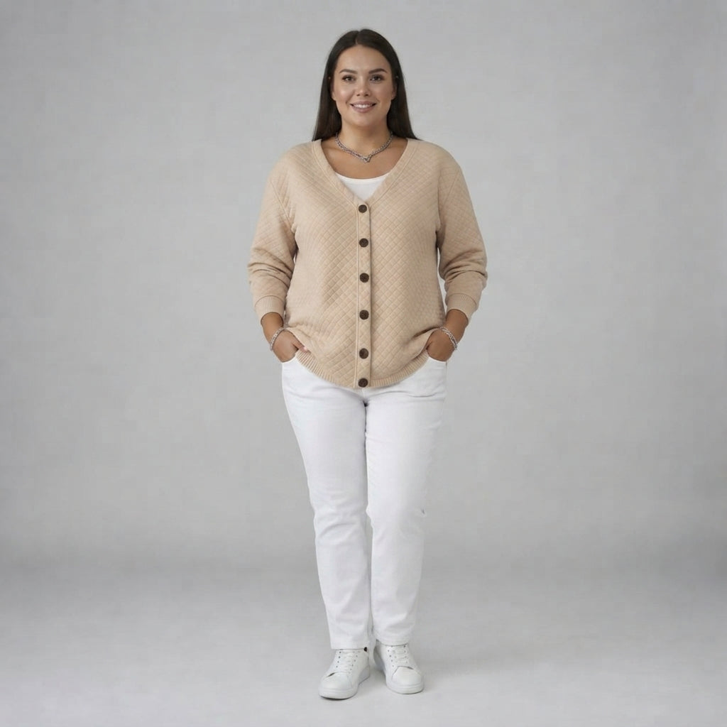 Laverne | Quilted Button Front Cardigan