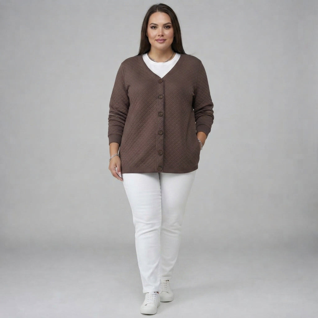 Laverne | Quilted Button Front Cardigan