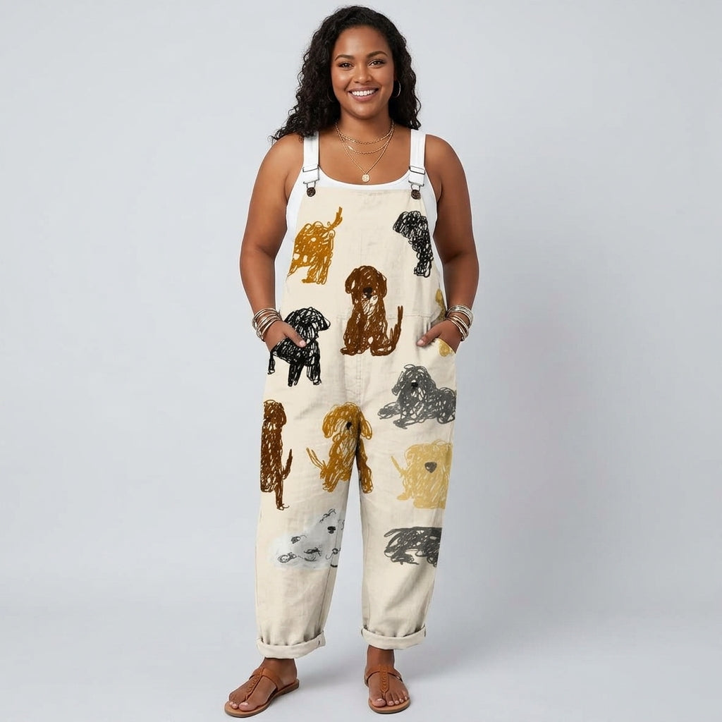 Camille | Stylized Dog-Print Jumpsuit