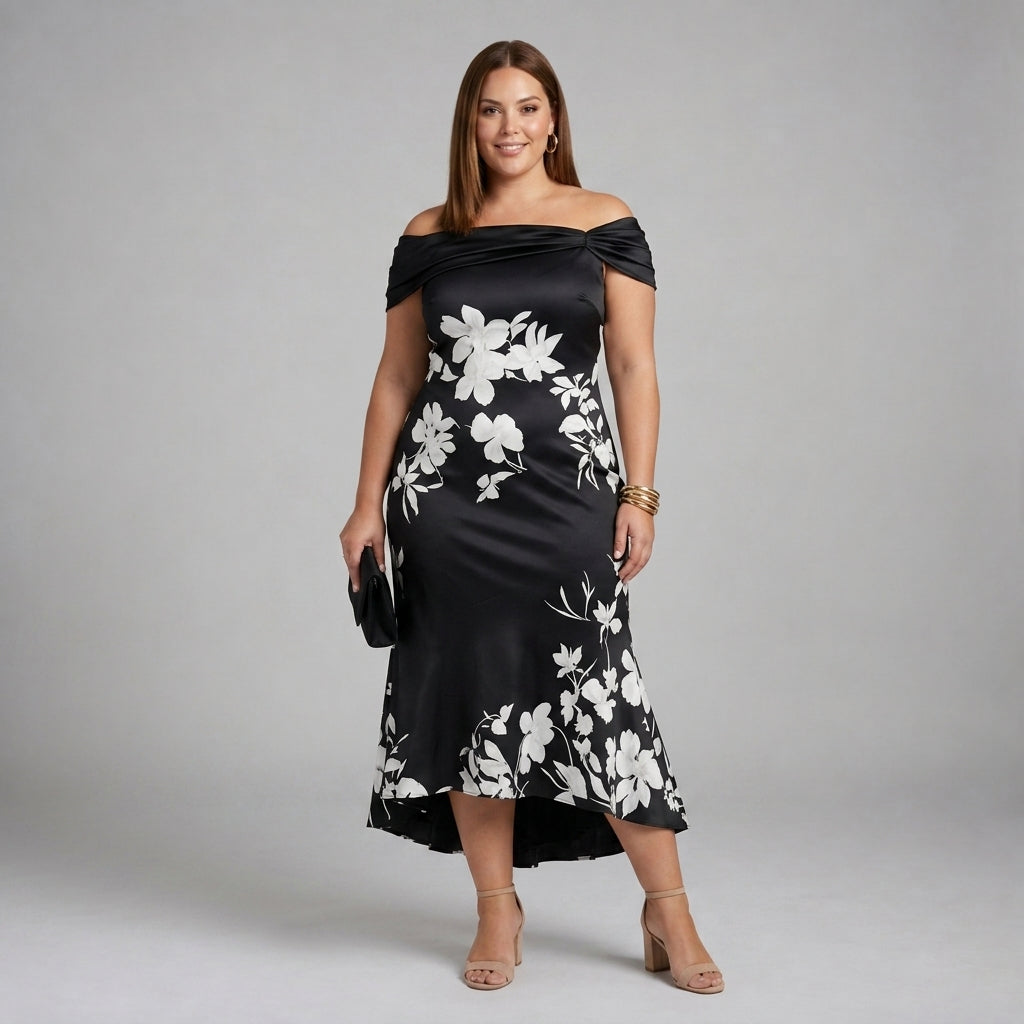Loretta Floral Off-Shoulder Midi Dress