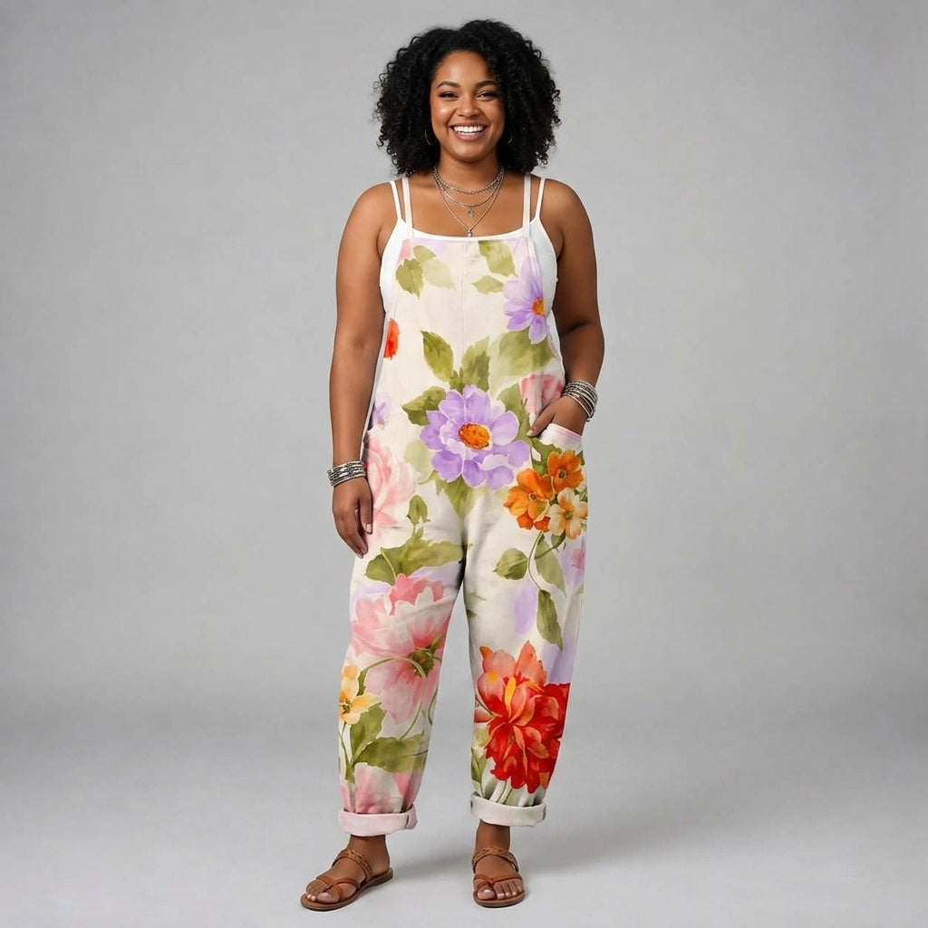Elena | Watercolor Floral Overalls
