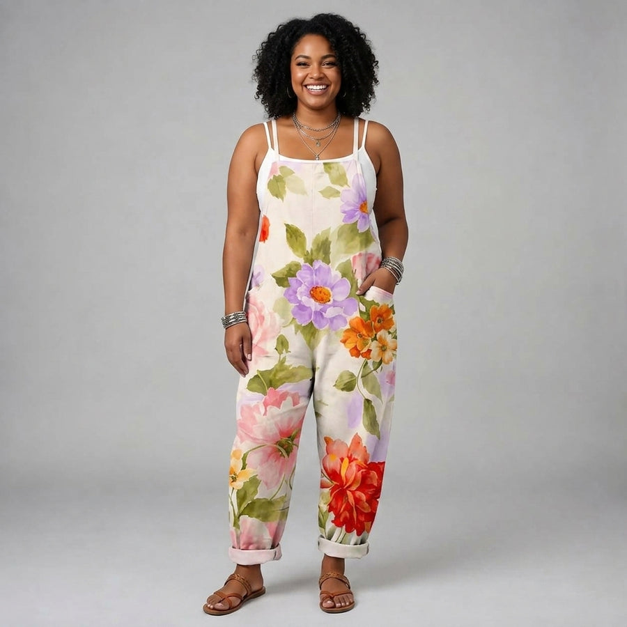 Elena | Watercolor Floral Overalls