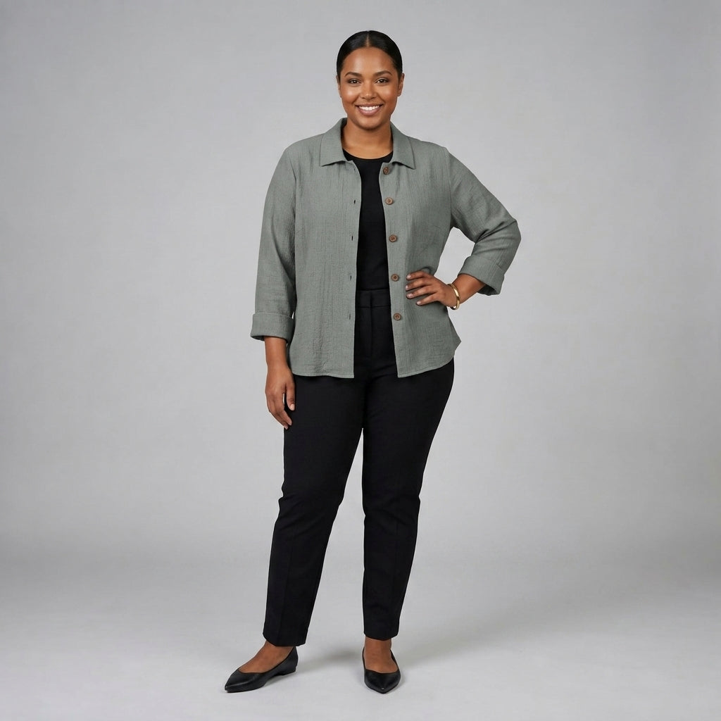 Amabilia | Soft Green Grey Blouse