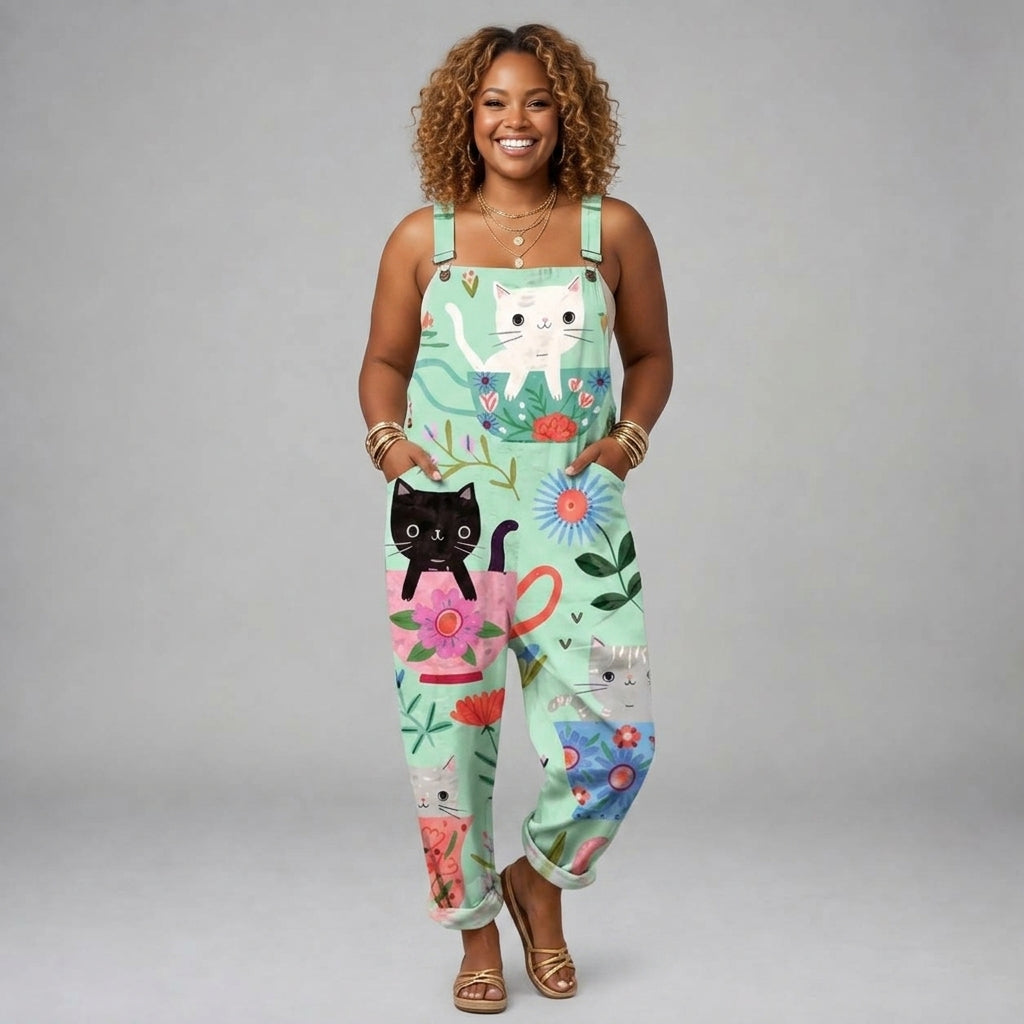 Lorelai | Cats & Flowers Jumpsuit