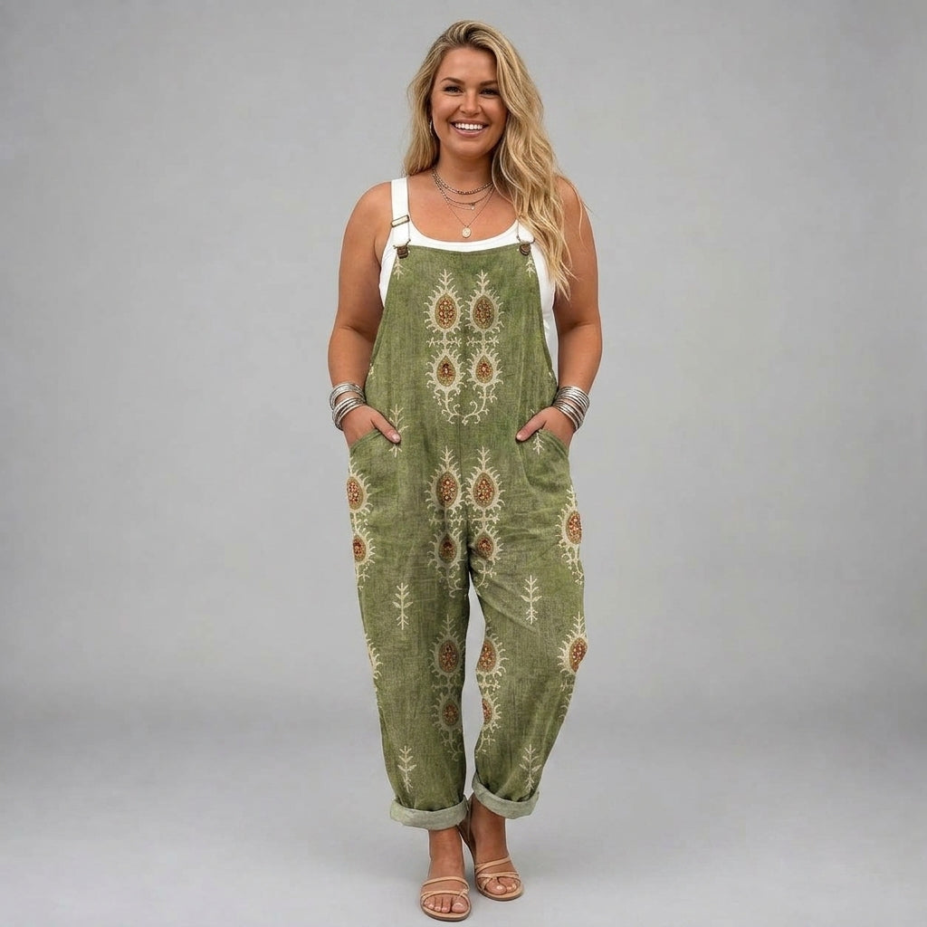Miriam | Boho Olive Green Overalls