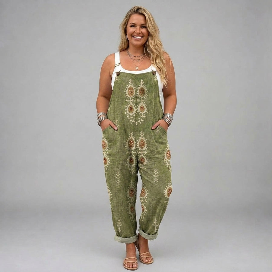 Miriam | Boho Olive Green Overalls