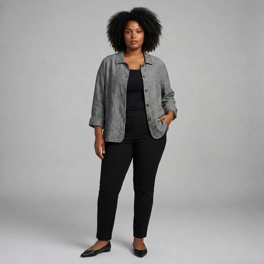 Zelina | Charcoal Crinkle Blouse