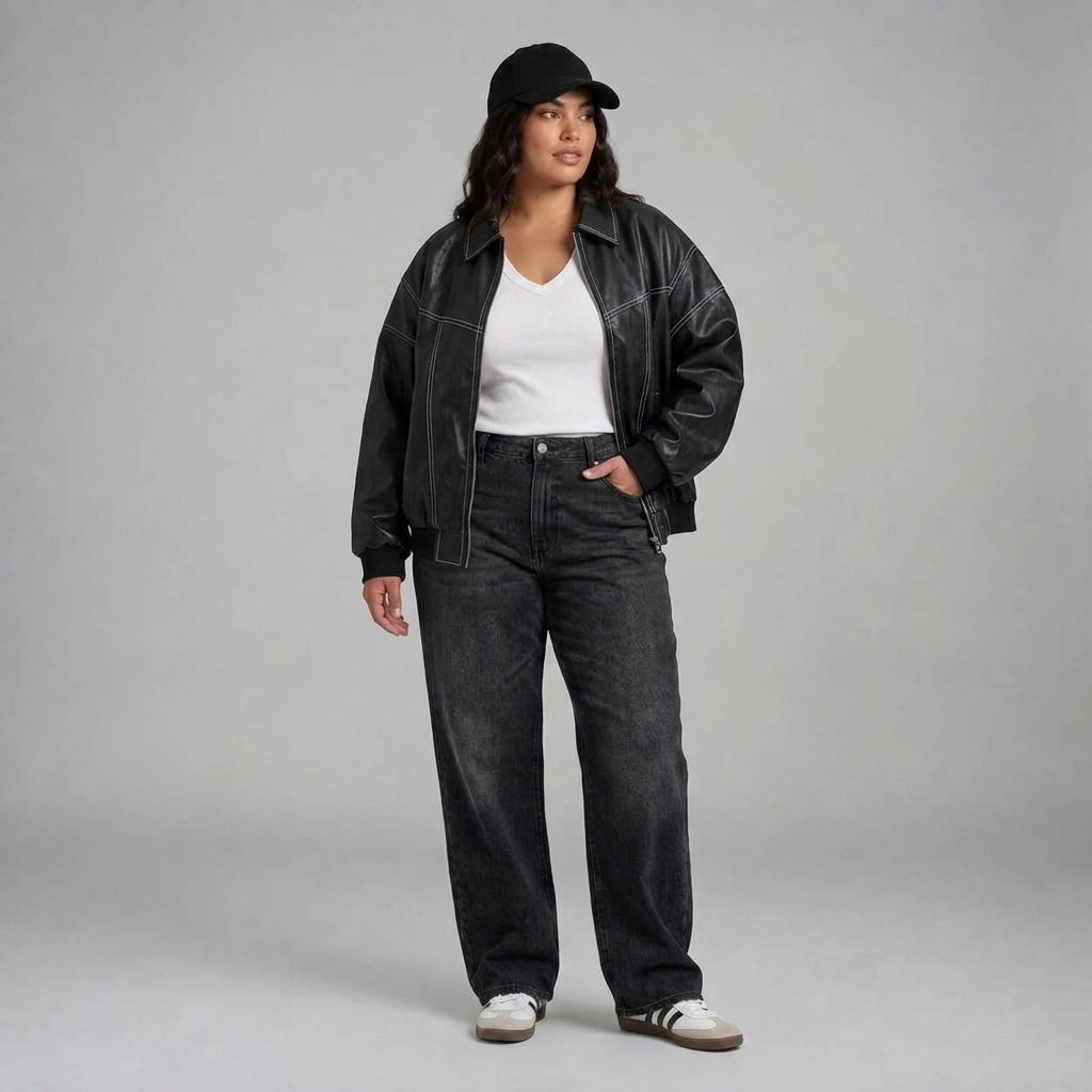 Avery | Oversized Leather Jacket