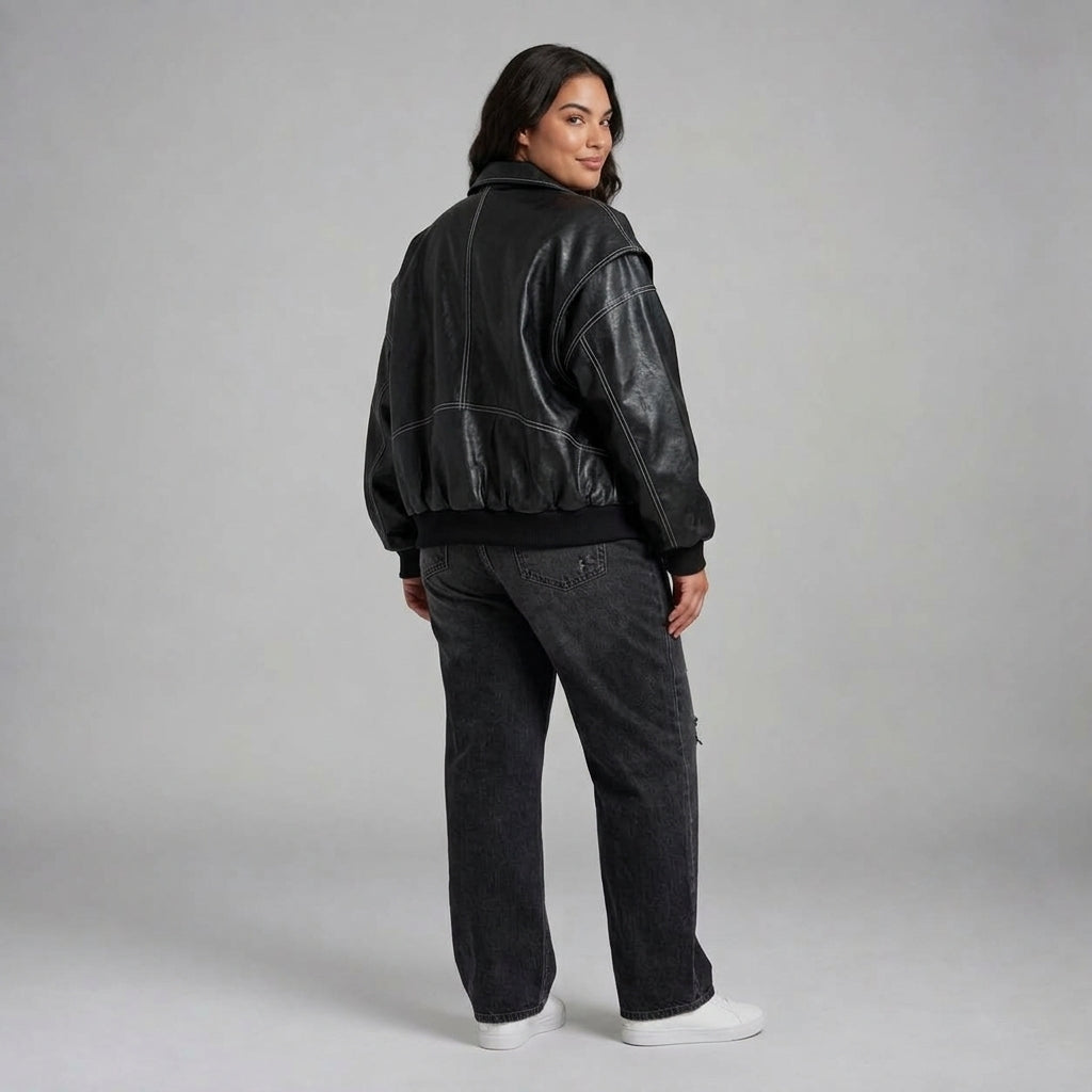 Avery | Oversized Leather Jacket