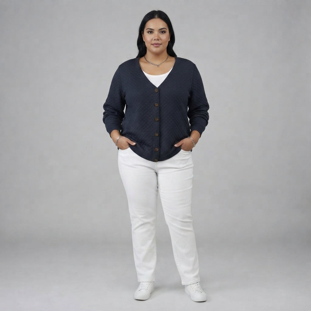Laverne | Quilted Button Front Cardigan