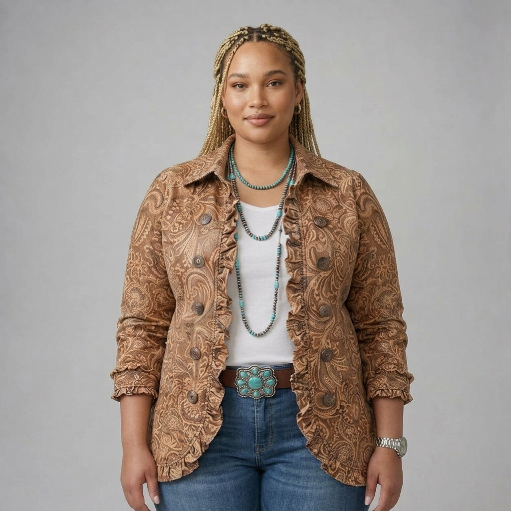 Cheryl – Vintage Floral Frill Jacket