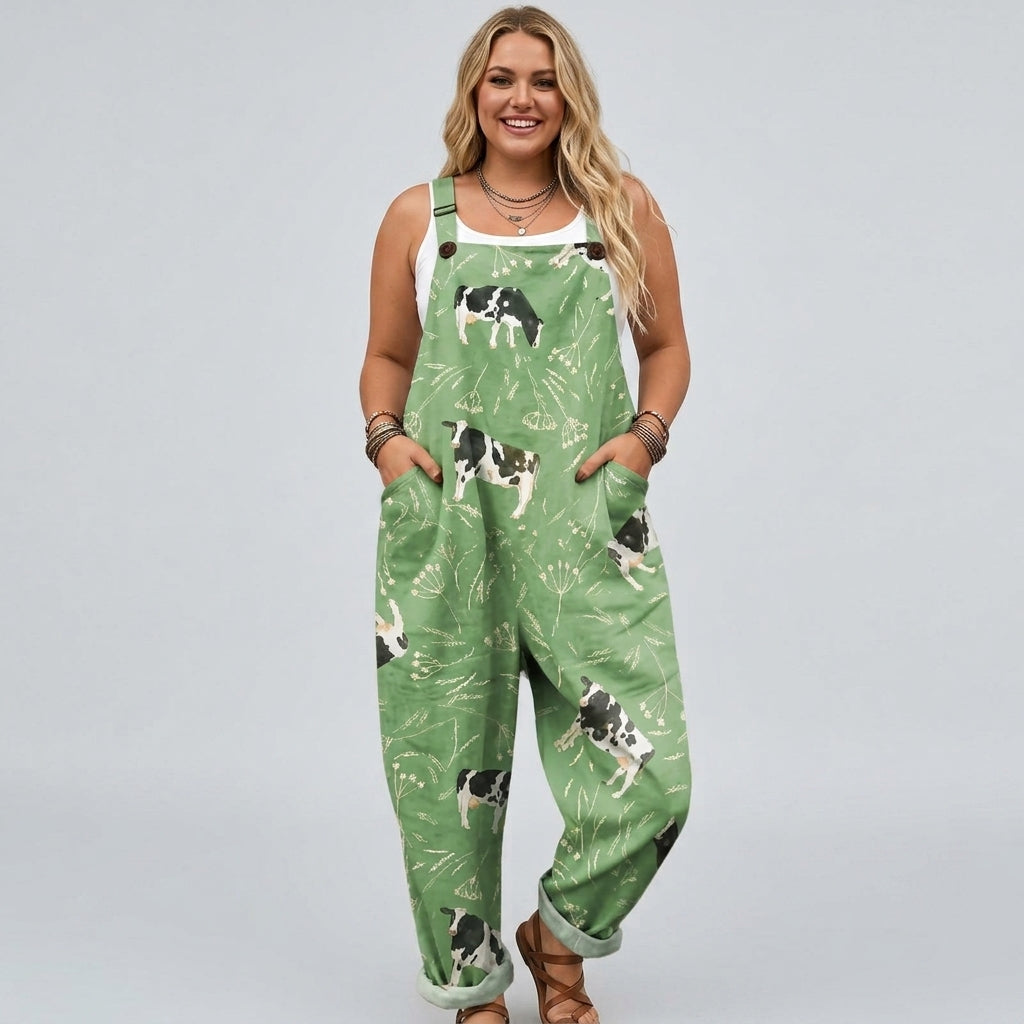 Cecilia | Green Cow Jumpsuit