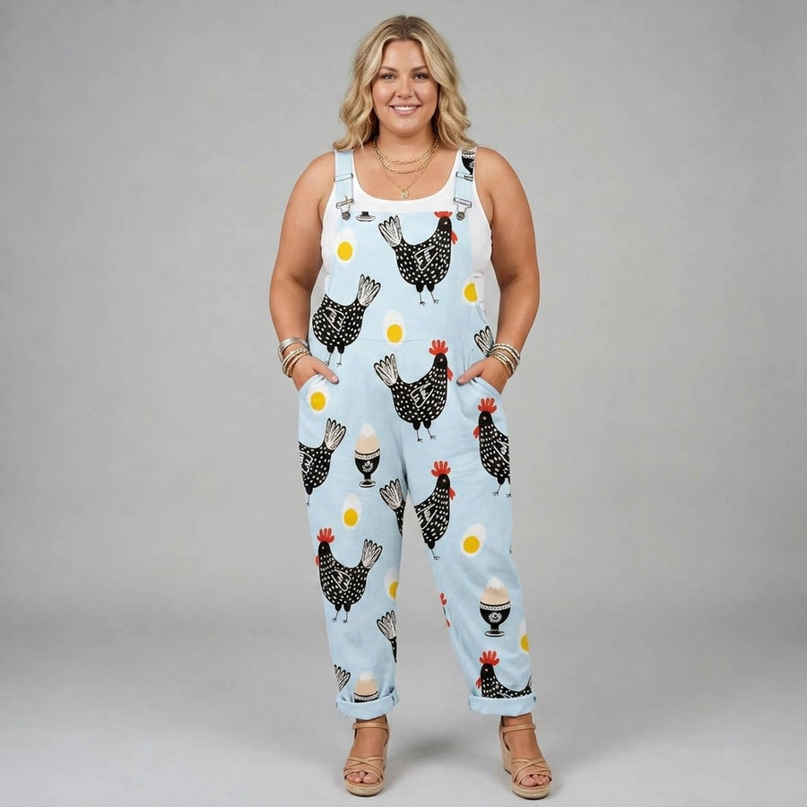 Serena | Chicken-Pattern Overalls