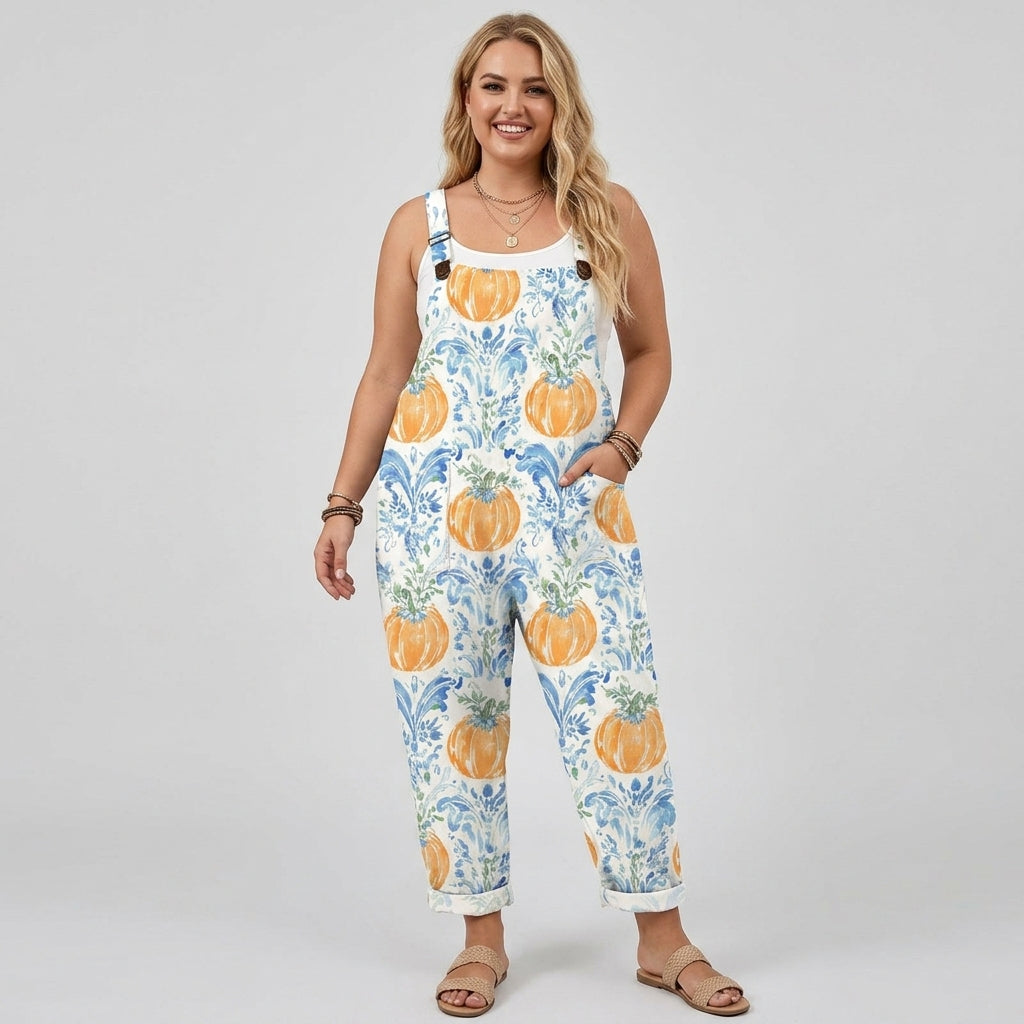 Odette | Pumpkin & Blue Floral Jumpsuit