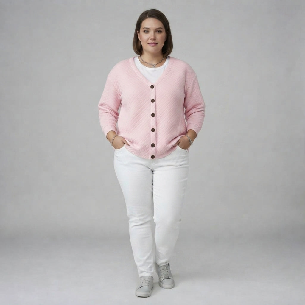 Laverne | Quilted Button Front Cardigan