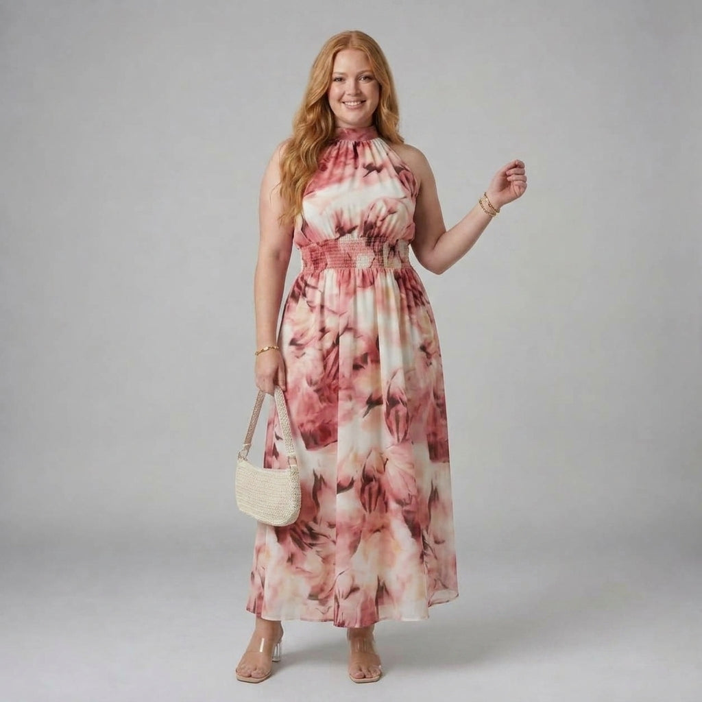Sylin | Gathered Halter Midi Dress