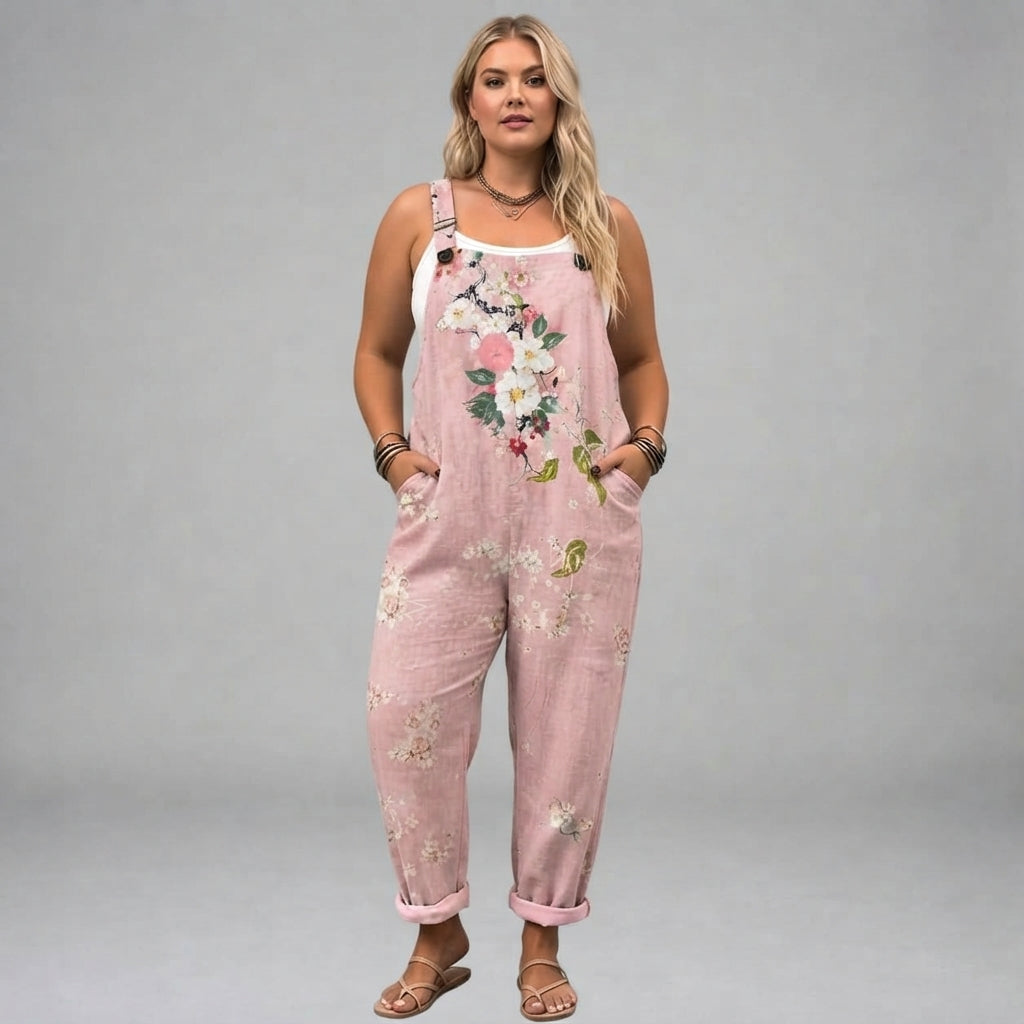 Rosalina | Pink Floral Comfort Overalls