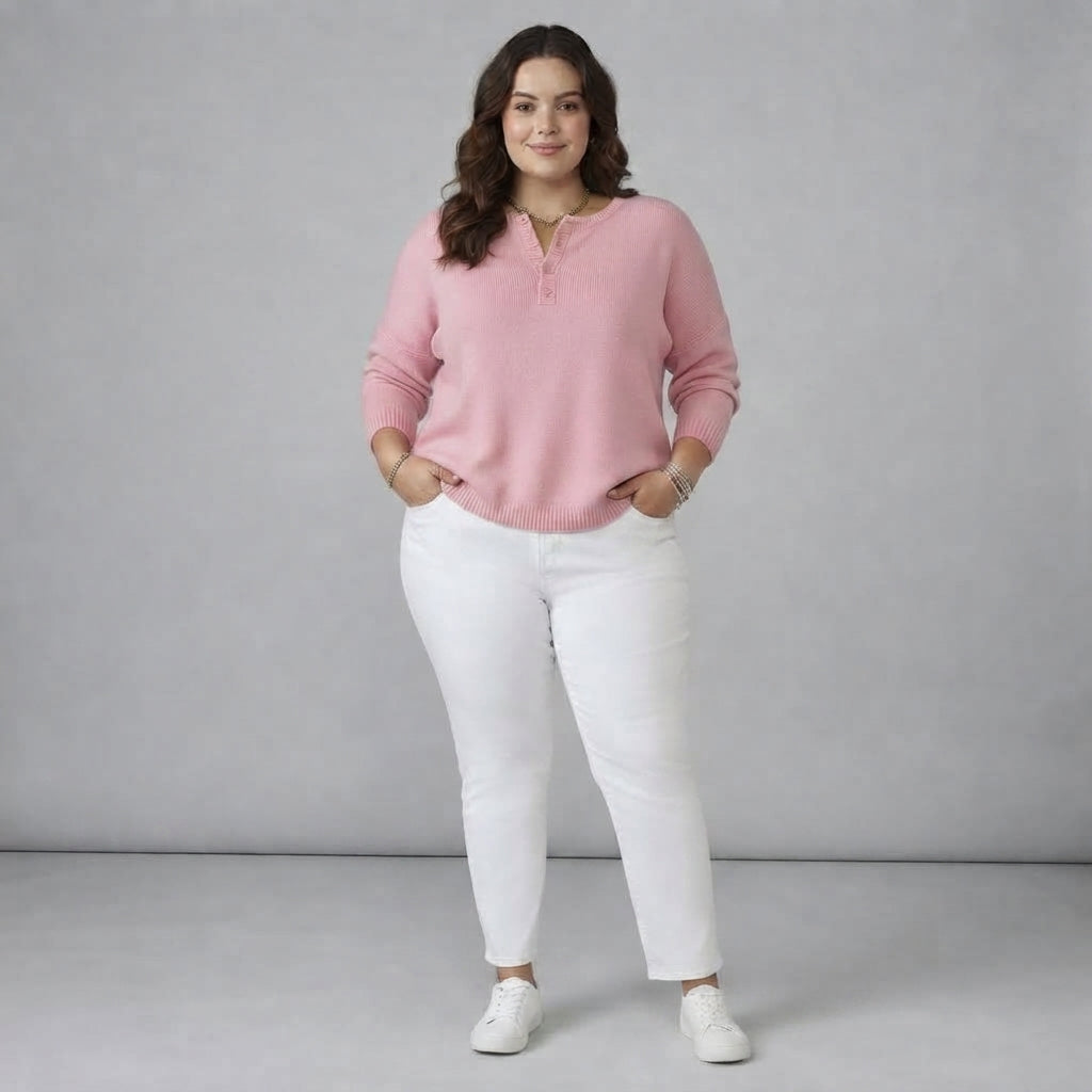 Helena | Henley Button Up Knit Jumper