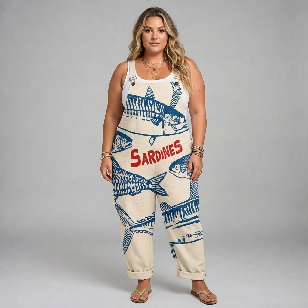 Marianne | Soft Sardine Print Jumpsuit