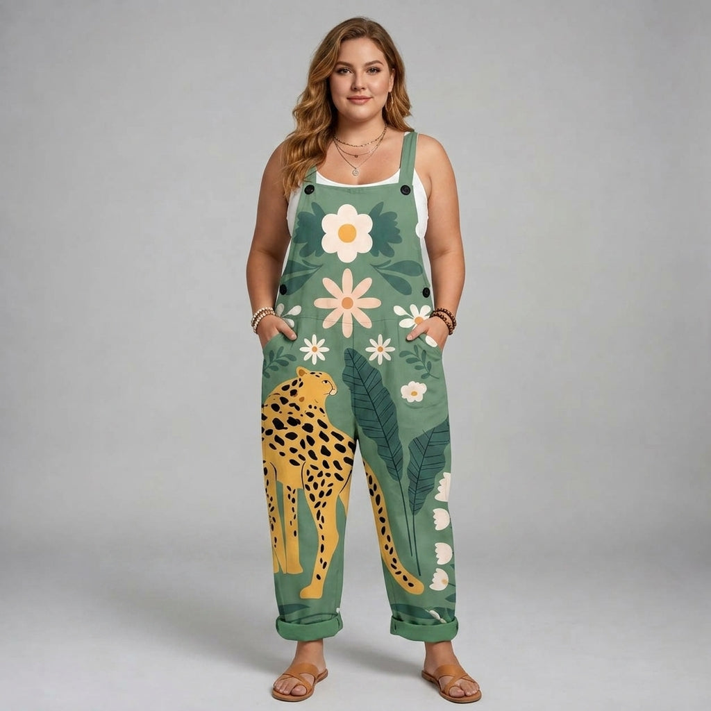 Bianca | Floral Leopard Overalls