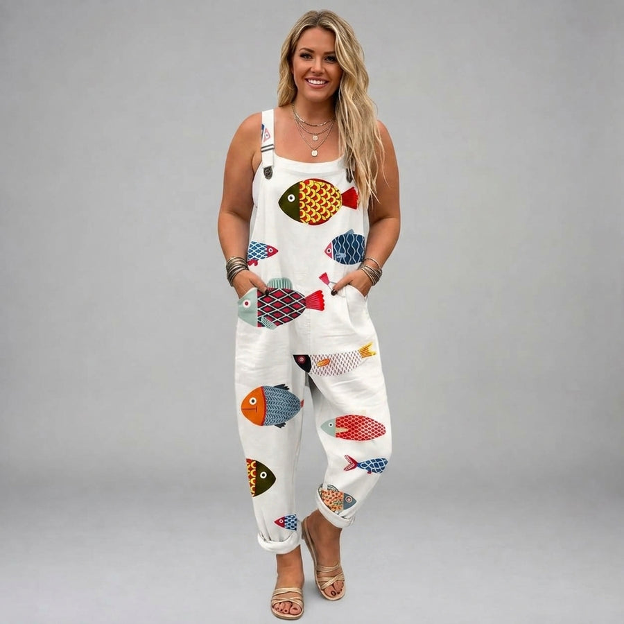 Ophelia | Colorful Fish Design Jumpsuit