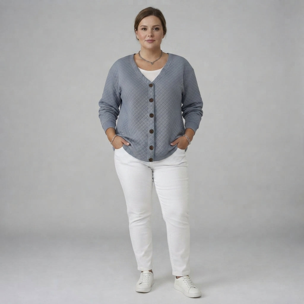 Laverne | Quilted Button Front Cardigan