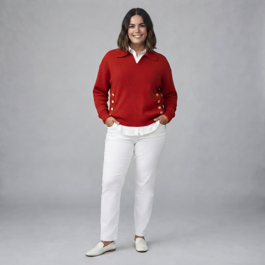 Vynette | V Neck Jumper with Collar