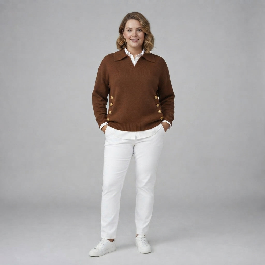 Vynette | V Neck Jumper with Collar