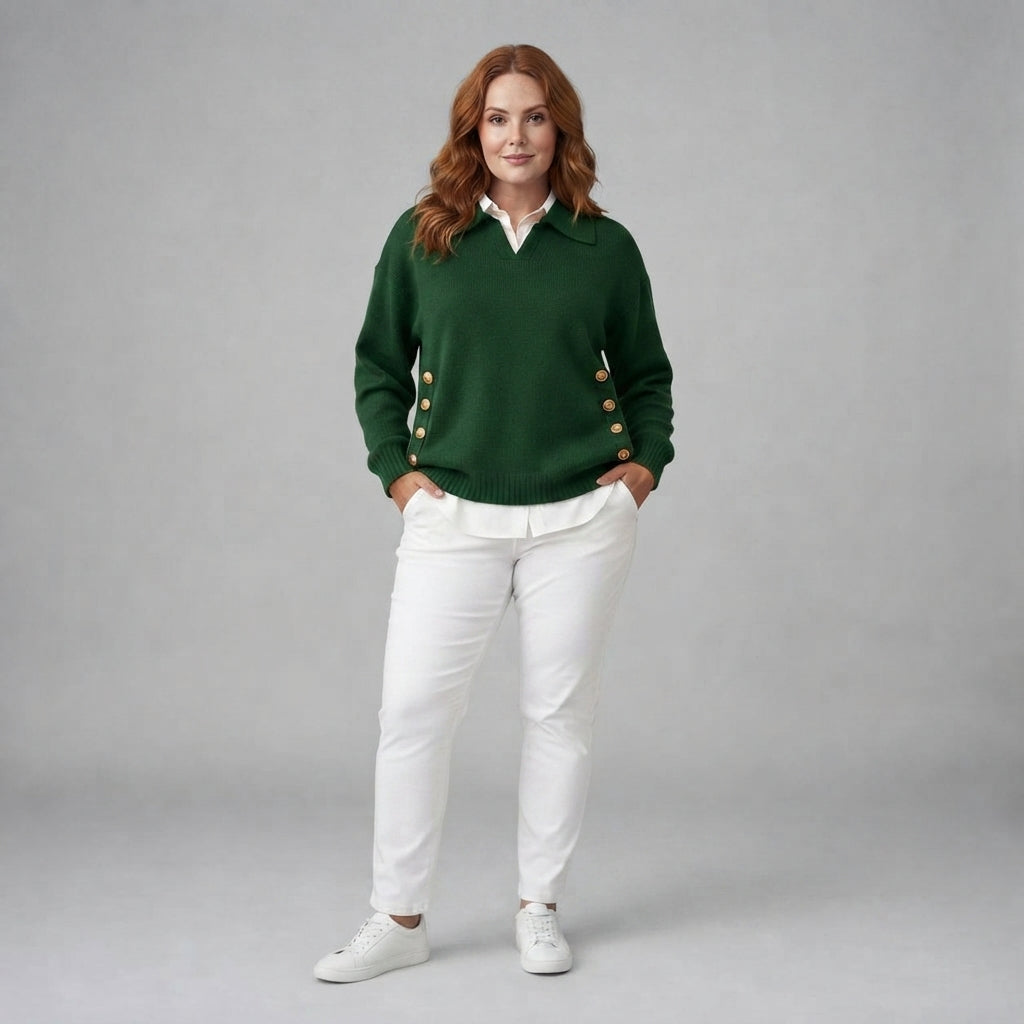 Vynette | V Neck Jumper with Collar