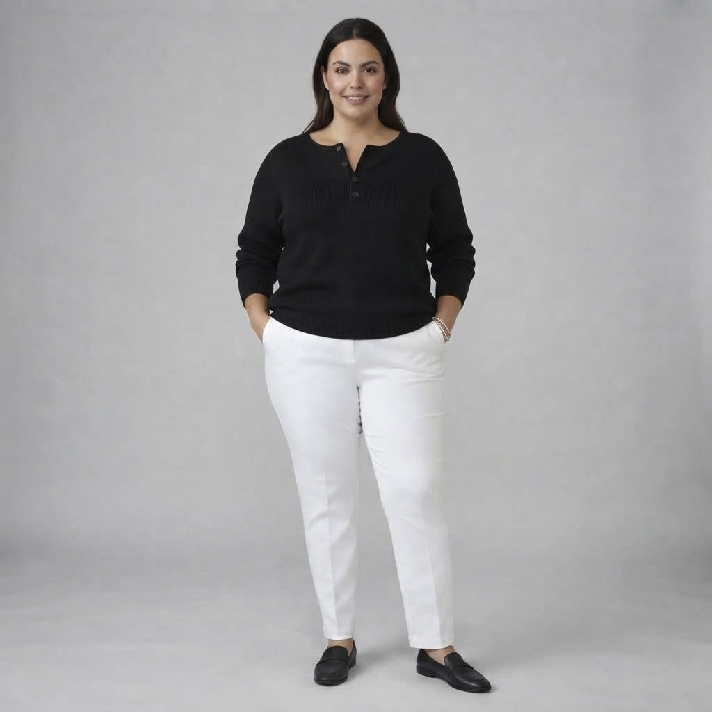 Helena | Henley Button Up Knit Jumper