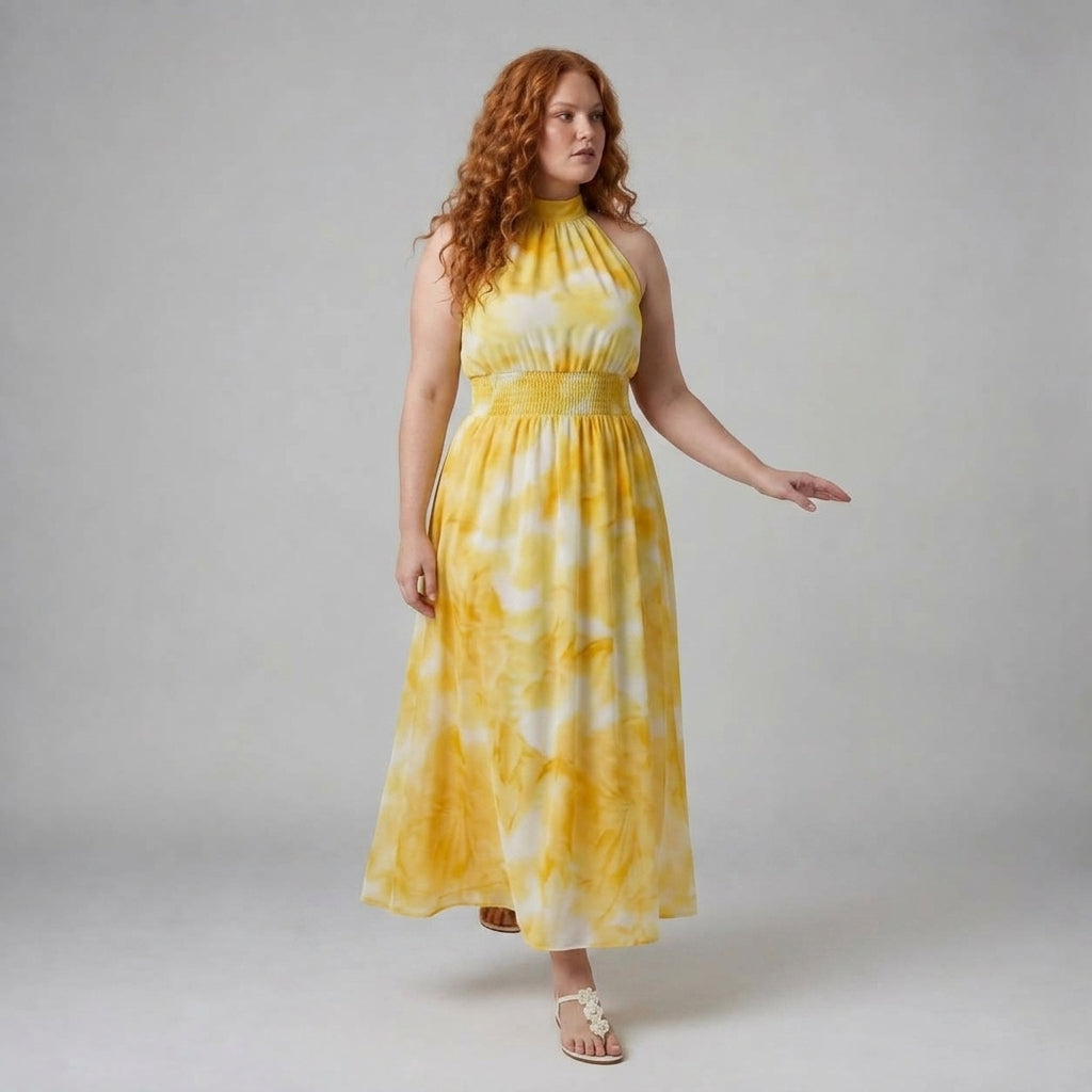 Sylin | Gathered Halter Midi Dress