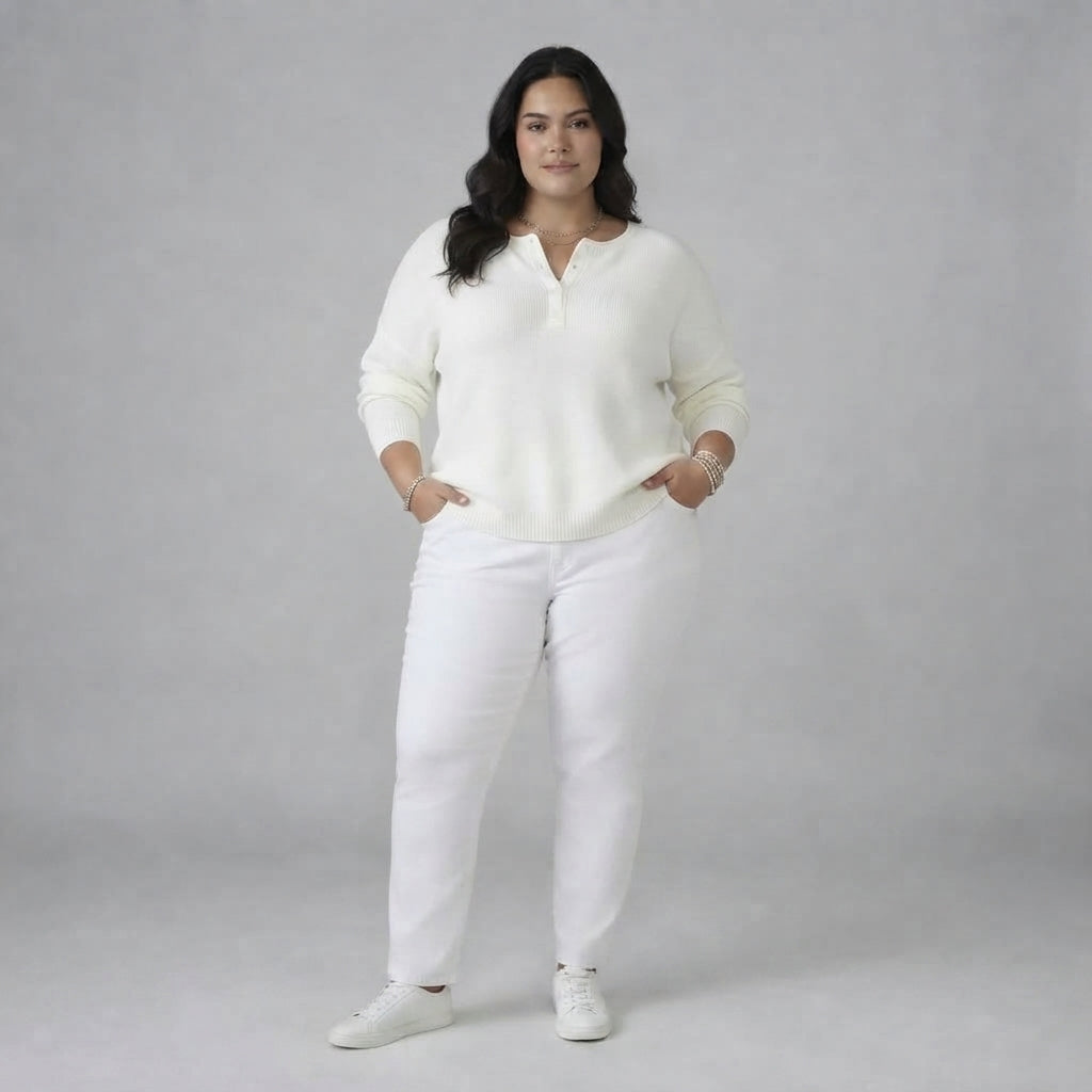 Helena | Henley Button Up Knit Jumper
